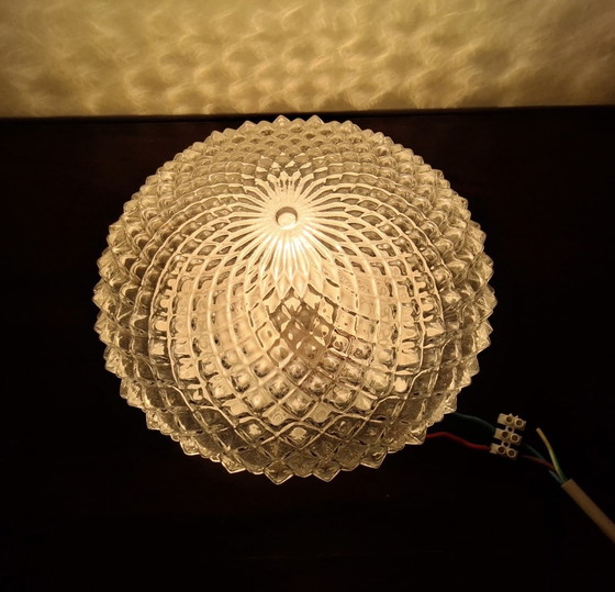 Image 1 of Vintage plafondlampen ananasreliëf jaren 60