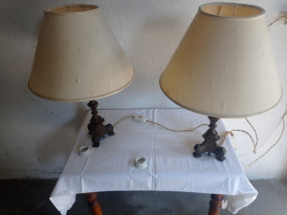 Lamps - Bronze - Transformed Candelabras – Table lamps, Textile (photo 29 of 38)