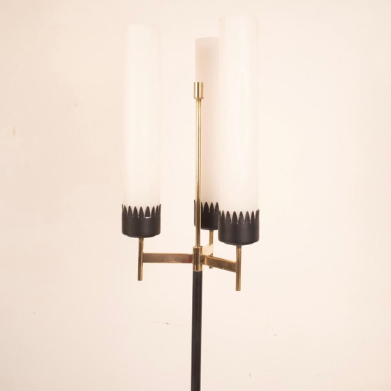 Stilnovo Lampada da terra Mid Century Ottone & Vetro Opalino – Lampade da terra, Iron, Wood (photo 13 of 22)