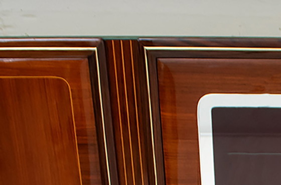 Image 1 of Cabinet de bar en acajou et laiton attribué à Gio Ponti, Italie du milieu du siècle, années 1950