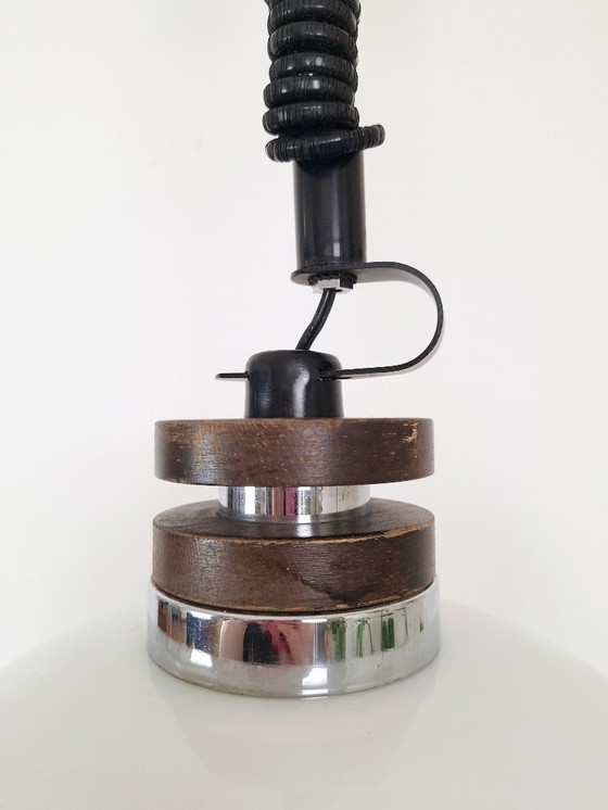 Image 1 of Vintage Opal Glass Pendant Light, Yugoslavia 1970s Hanging Lamp