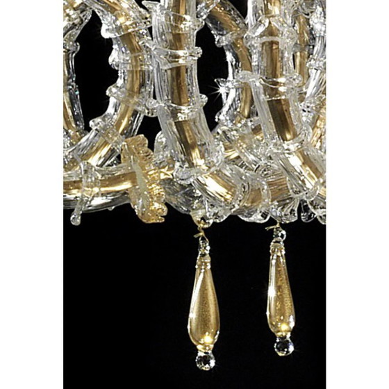 Image 1 of Handgefertigter Kronleuchter Ca’ Rezzonico aus venezianischem Muranoglas im imperialen Stil mit Golddetails