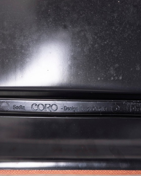 Image 1 of Set di 5 sedie vintage Coro degli anni '80 con braccioli, disegnate da Origlia per Origlia Italia.