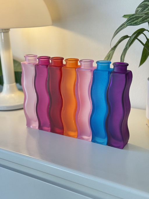 Set of Vintage IKEA "Skamt" Squiggle Zigzag Vases - Beautiful Colors - 1990s