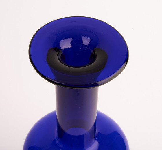 Image 1 of Blaue Glasvase „Gulvase“ Von Otto Brauer Holmegaard 1960Er Jahre