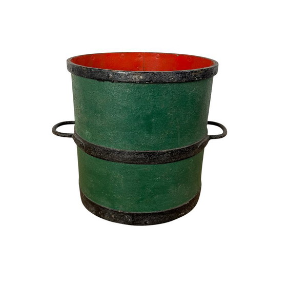 Vintage green bucket with handles, Decorative Objects, Metal (photo 2 of 9)
