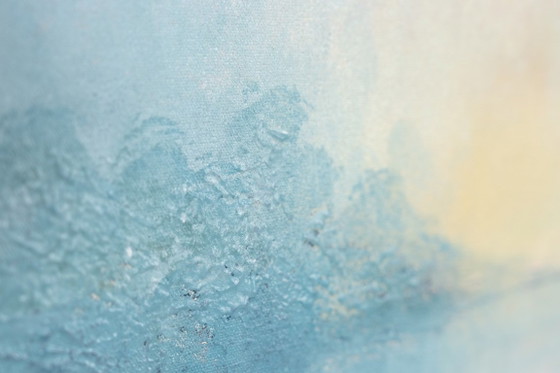 Large Original Framed Blue Abstract Landscape Painting, Textured Acrylic Canvas - The Crossing (photo 23 of 25)