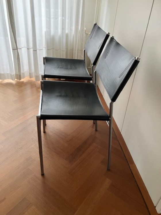4 X Mart Visser SE06 Eetkamer Stoelen Van Zwart Tuigleer – Martin Visser, Chaises de salle à manger, Leather (photo 3 of 13)