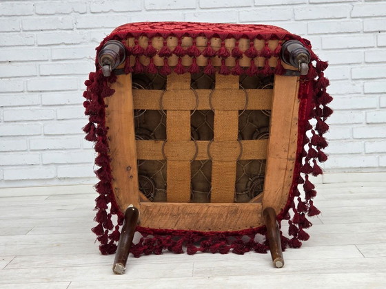 Image 1 of Fauteuil danois à haut dossier, années 1950, revêtement en velours, pieds en bois de hêtre.