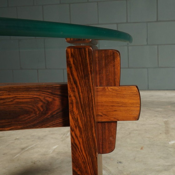 Vintage Brutalist coffee table – rosewood – 1970s – Glass (photo 10 of 12)