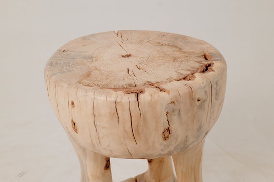 Image 1 of Sculptural Side Table, Stool, Solid Wood, Contemporary Design