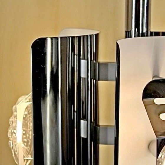 1x 1970s Space Age Chromed Pendant Lamp by AV Mazzega, Murano Glass, Chandeliers, Silver (photo 8 of 11)