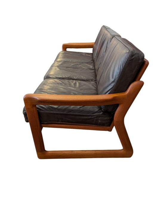 Image 1 of Canapé 3 places vintage danois en teck et cuir, confort