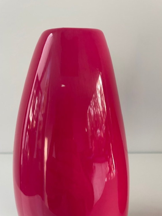 Image 1 of Set of 2 organic bright pink design vases