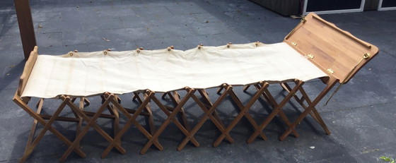 Extendable Teak Sun Lounger – Unopiù, Sunbed, Wood, Canvas (photo 6 of 16)