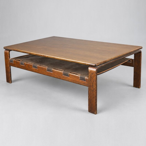 Vintage Brutalist Couchtisch aus Wengeholz, hergestellt in den 70er Jahren