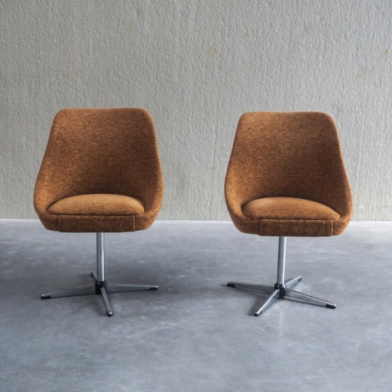 Set aus 2 Mid-Century Modern Cocktailstühlen – Esszimmerstühle, Textile (photo 5 of 12)