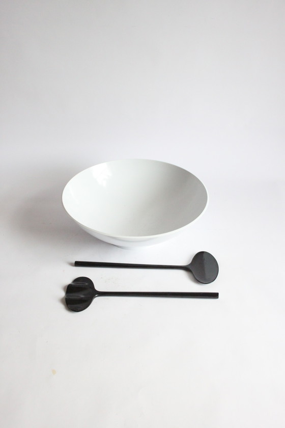 Image 1 of Melamine Salad Bowl and Spoons by Copco Taiwan, 1985. Postmodern Salad Spoons in Excellent Condition
