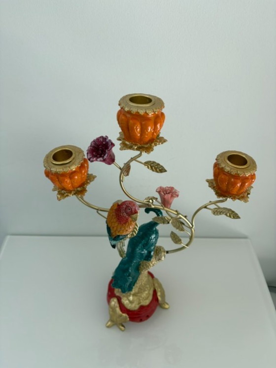 Candelabro ecléctico con tigre y loro – Portavelas, Plastic, Metal (photo 4 of 15)