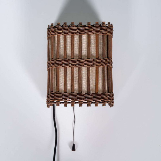 Image 1 of Japandi Wall lamp 70s boho wall scone rattan