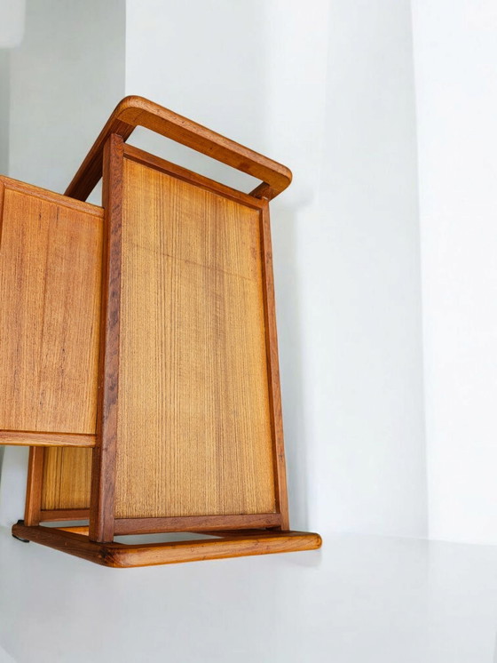 Image 1 of Mid - Century Danish teak side trolley bar trolley serving trolley with removable tray 1960s