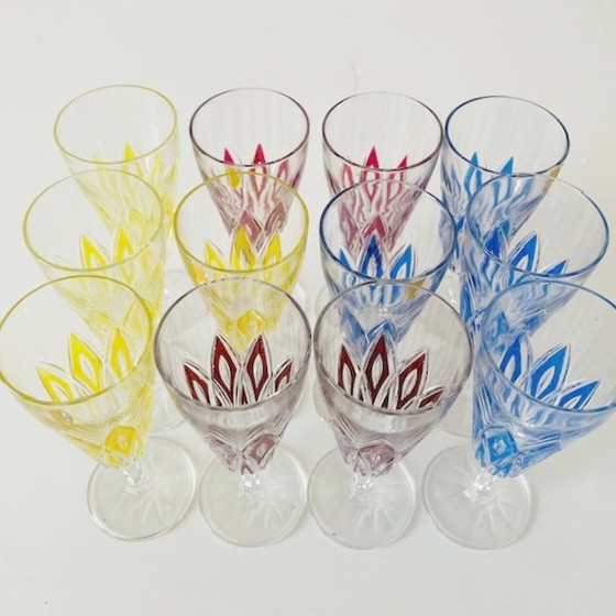 Image 1 of Ensemble de verres à champagne VMC France Reims Harlequin 1960s