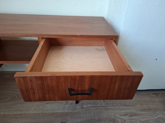 Simpla Lux Mid-Century Lowboard/Kindersekretär/Schminktisch. – Sideboard, Holz, Eisen (photo 5 of 11)