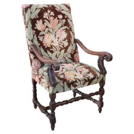 Fauteuil ancien en noyer, Italie 18ème siècle