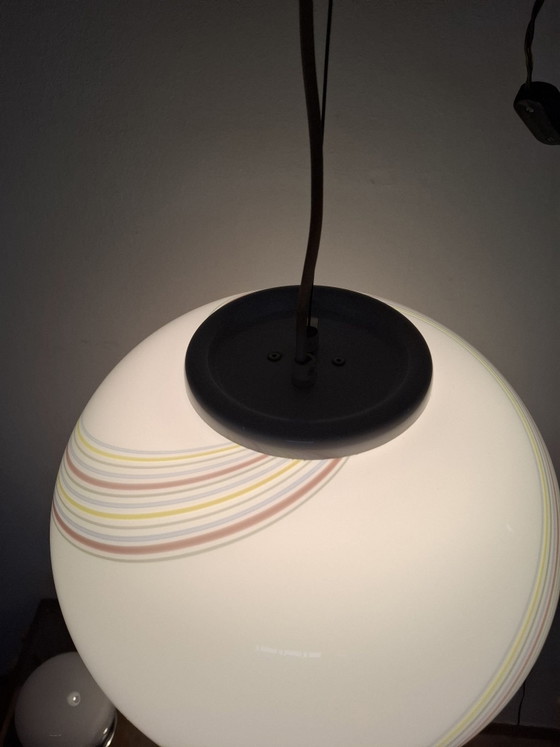 Murano Glass Sphere Pendant Lamp, 1970s, Metal, Plastic, Multi Color (photo 6 of 13)