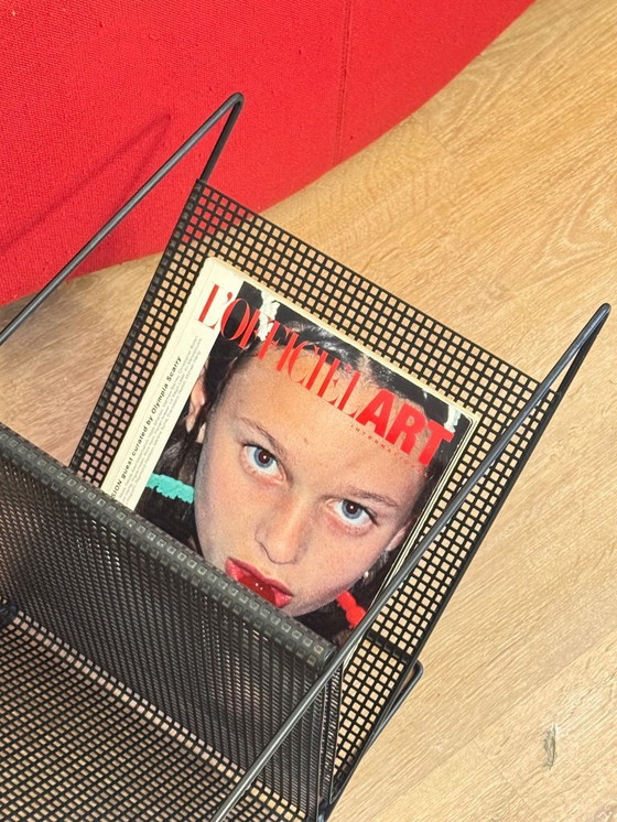 Image 1 of Postmodern 1980s Perforated Metal Magazine Rack