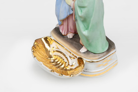 Image 1 of Holy Water Font in Porcelain with Crucifix from Vieux Andenne, Belgium, 20th Century