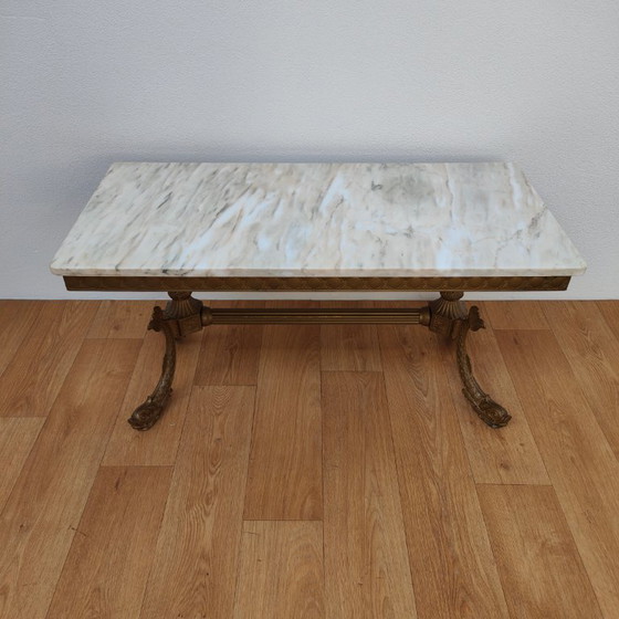 Image 1 of Vintage Marmeren Regency Salontafel Koffietafel met marmer blad Empire-stijl