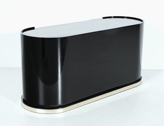 Image 1 of Schwarzer, lackierter runder Schrank mit Schubladen von Mario Sabot, 1970