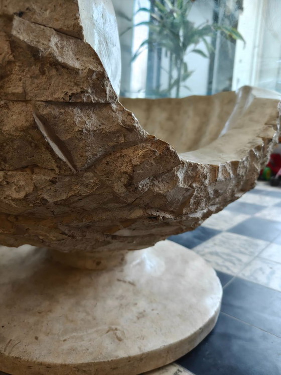 Image 1 of Shell-shaped designer coffee table with glass top