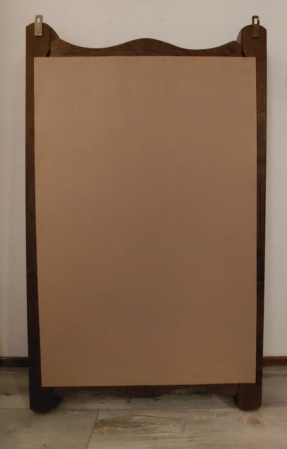 Image 1 of Wood Solid Mirror With 2 Sturdy Hanging Hooks