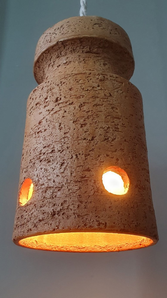 Image 1 of Set di 2 lampade a sospensione vintage in ceramica, Germania Ovest, vetro lava