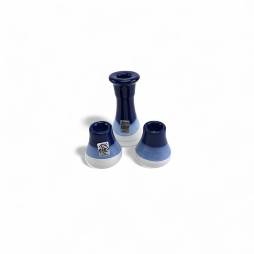 3 x ASBO ceramic candlesticks Denmark Stentoj mid-century 50s