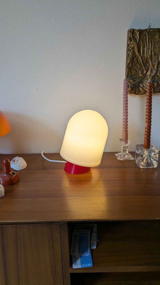 Image 1 of Table Lamp 1970s Red Plastic Mid-Century Minimalist