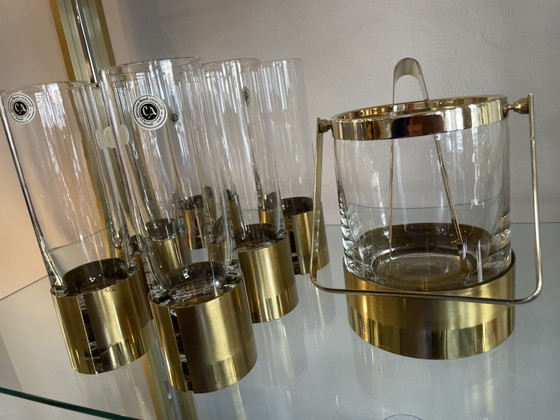 Image 1 of Set da cocktail italiano in cristallo e ottone