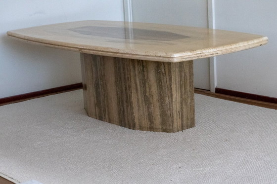 Table basse vintage en travertin italien, Tables basses, Beige, Italian Design (photo 2 sur 6)