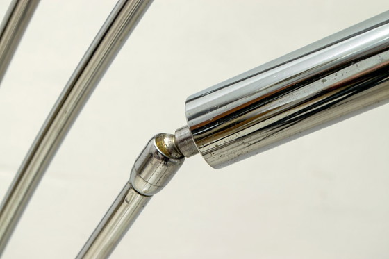 Image 1 of Midcentury Italian Arched Floor Lamp 5 Lights Chrome Metal and Lucite, 1960s