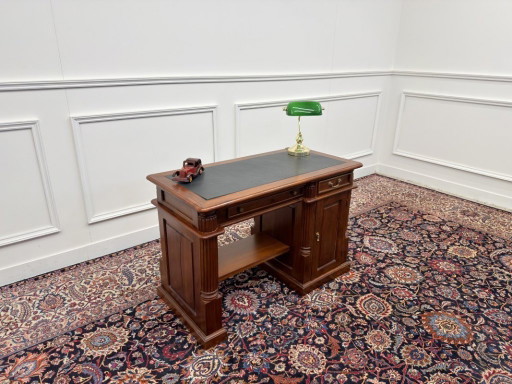 Petit Bureau Anglais Classique avec Cuir Vert