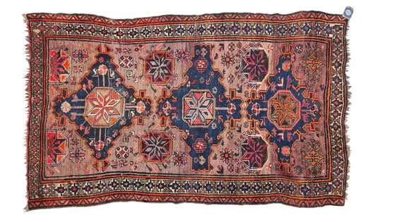 Image 1 of Handgeknoopt oosters wol antiek Kaukas Kazak tapijt nomad 122x195cm