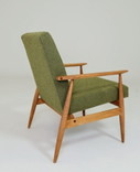 Sedia da salotto vintage in bouclé verde oliva, design metà secolo, 1960