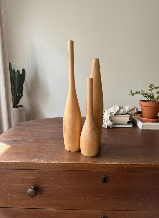 Set of 3 handmade solid wood vases – Leonardo Bueno