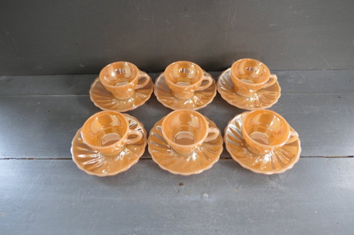 Vintage Anchor Hocking Fire King kop en schotel 6 x