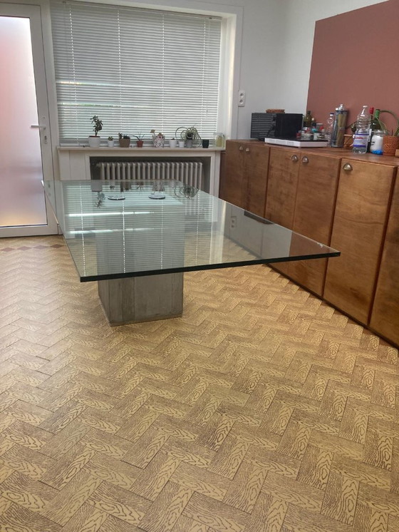 Image 1 of tavolo da pranzo in cemento e vetro di Saporiti, Italia 1960