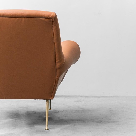 Image 1 of ECO-LEREN FAUTEUIL GIGI RADICE MINOTTI 1950 VINTAGE MODERN ANTIEK