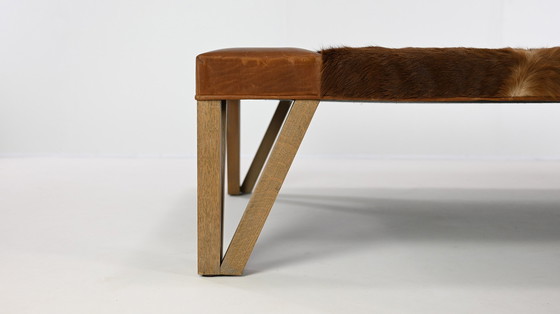 Image 1 of Lionel Jadot, Important Daybed in Cowhide, Leather and Oak. C.2010