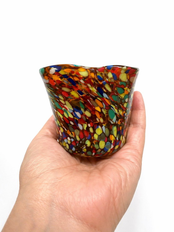 Image 1 of Mini "Fazzoletto" Murano Vase – Polychrome Harlequin Glass – 6.5cm